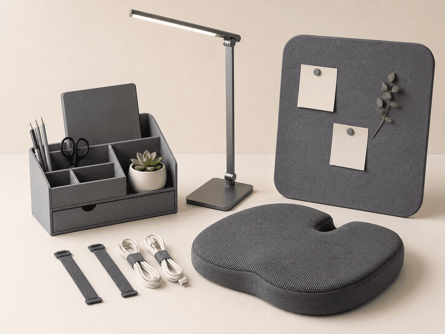 Home Office Kit contents on a warm neutral background