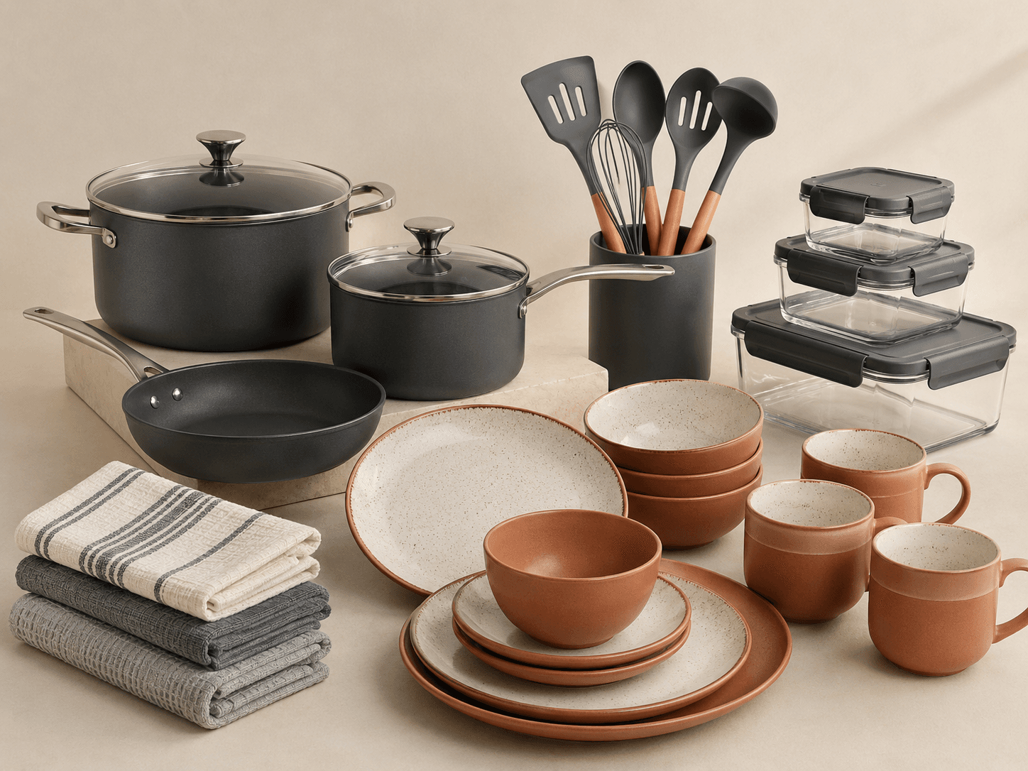 Kitchen Essentials Kit contents on a warm neutral background
