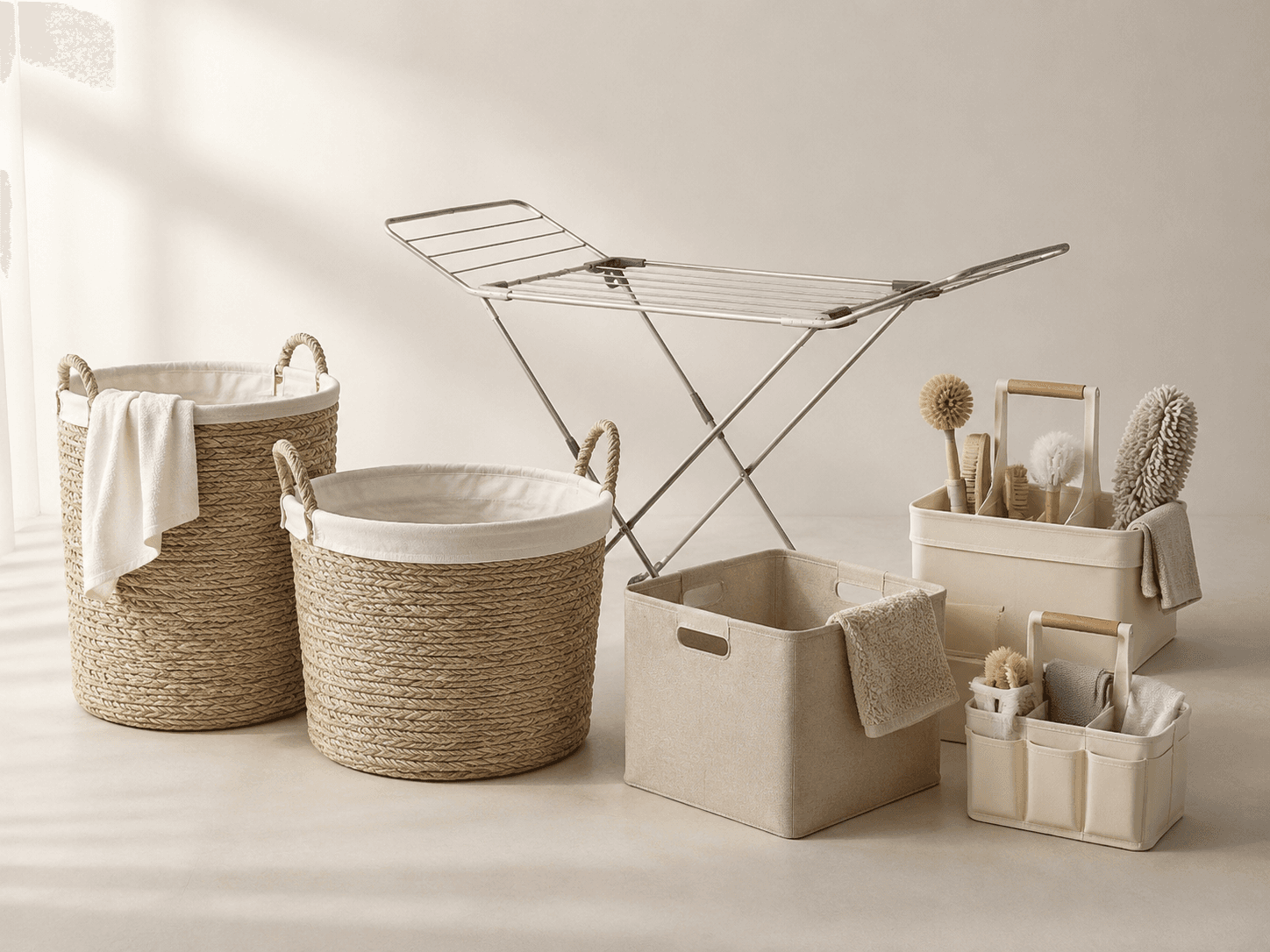 Laundry & Cleaning Kit contents on a warm neutral background