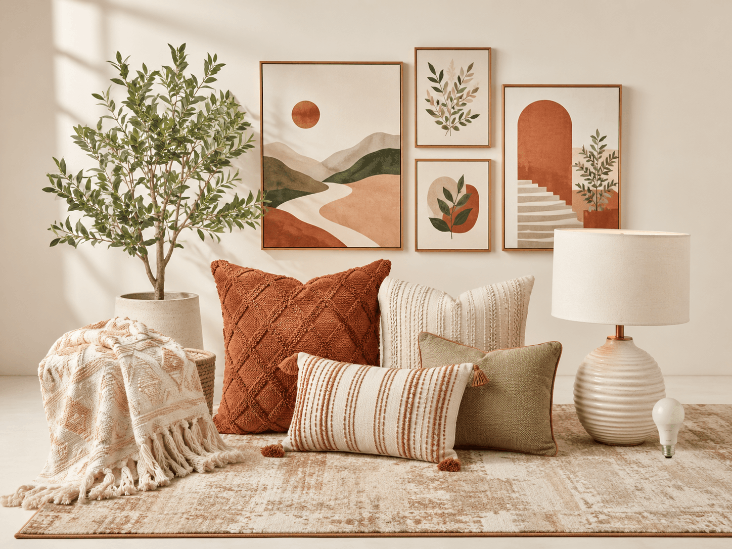 Living Room Bundle contents on a warm neutral background