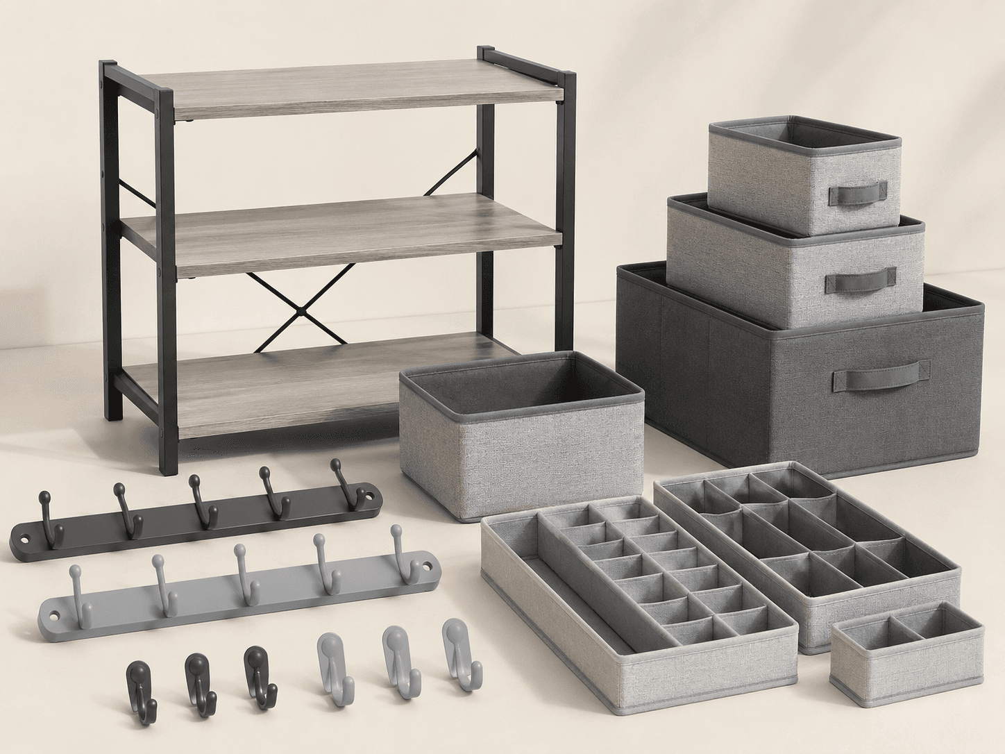 Storage & Organization Kit contents on a warm neutral background